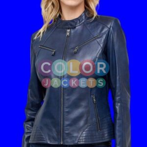 Lucia Blue Leather Jacket