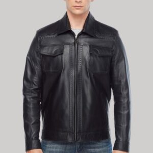 Marco Pointed Black Leather Jacket