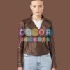 Maria Brown Biker Leather Jacket