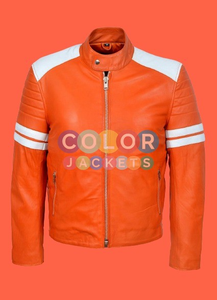 Mayhem Orange Stripe Fight Club Leather Jacket