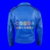 Men's Blue Leather Jacket - Image 4