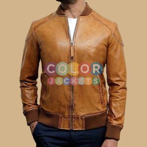 Mens Tan Waxed Bomber Leather Jacket Mens Tan Waxed Bomber Leather Jacket Mens Tan Waxed Bomber Leather Jacket