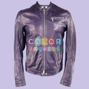 Dsquared2 Purple Snap Collar Zip Leather Jacket Dsquared2 Purple Snap Collar Zip Leather Jacket Dsquared2 Purple Snap Collar Zip Leather Jacket