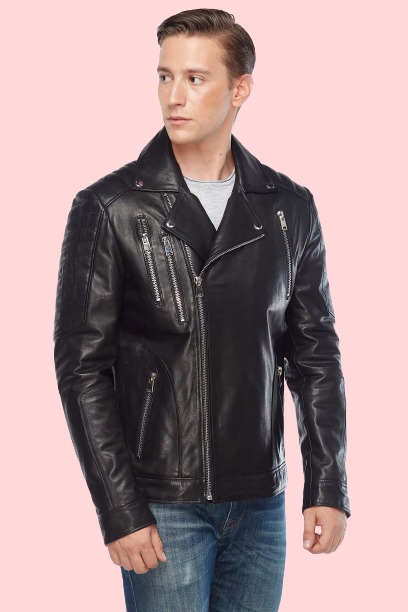 Oris Black Motorcycle Leather Jacket - Image 4