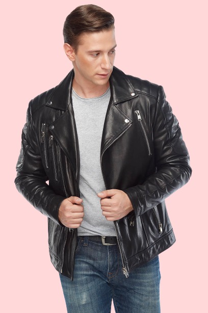 Oris Black Motorcycle Leather Jacket - Image 2