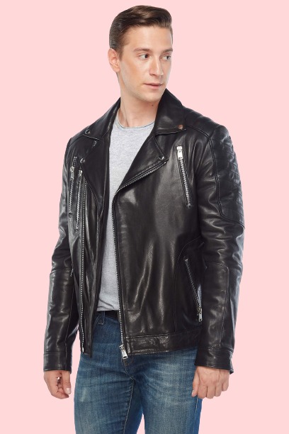 Oris Black Motorcycle Leather Jacket - Image 3