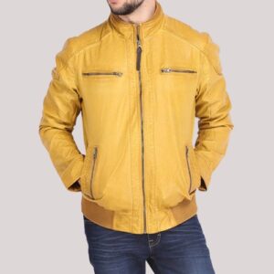 Mustard Color Leather Jacket