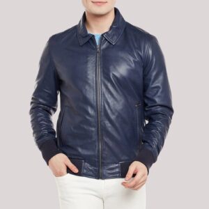 Navy Blue Colors Leather Jacket