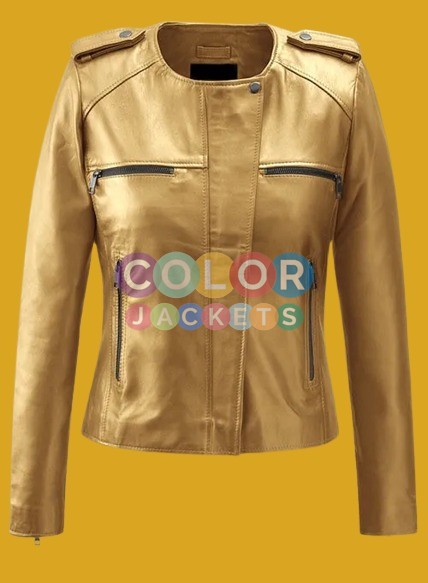 Nysm2 Golden Leather Jacket