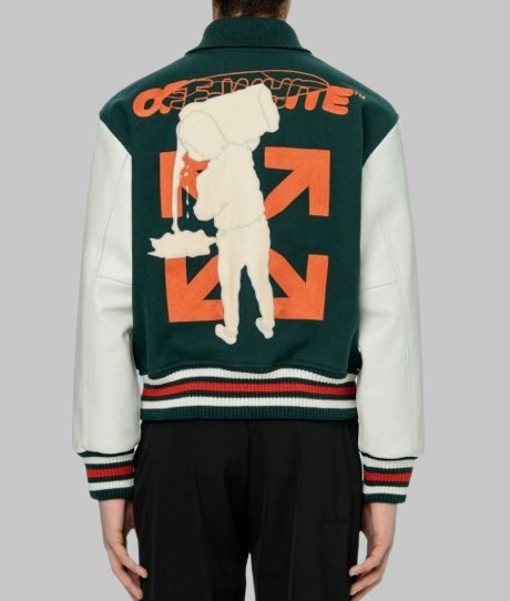 off white green varsity jacket