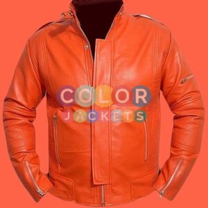 Orange Mens Leather Jacket