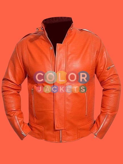 Orange Mens Leather Jacket