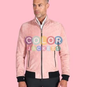 Pink Suede Leather Jacket Mens