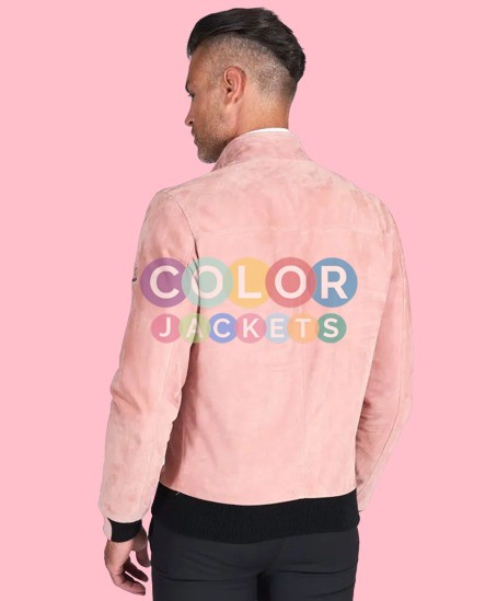 Mens Pink Bomber Suede Leather Jacket Mens Pink Bomber Suede Leather Jacket Mens Pink Bomber Suede Leather Jacket