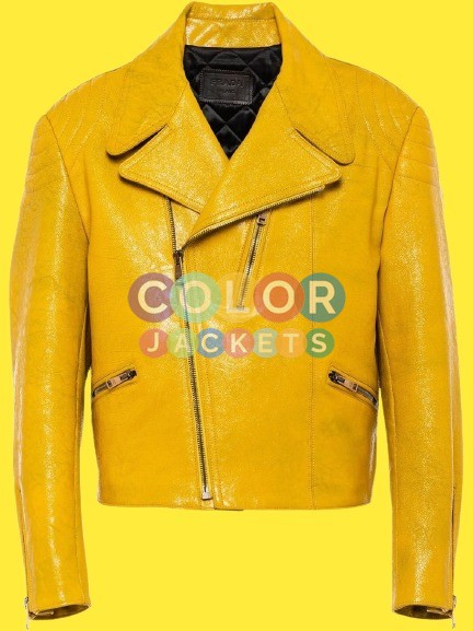 Prada Yellow Leather Jacket