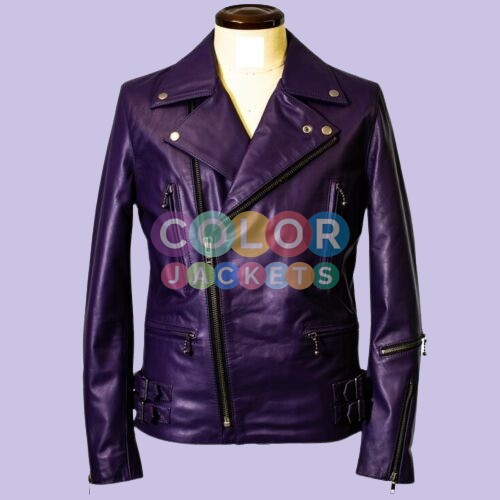 Purple Leather Jacket Mens