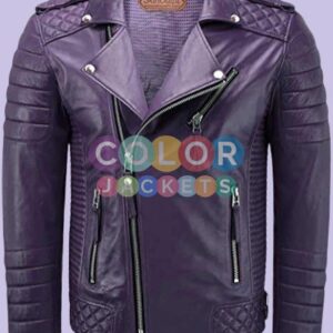 Quilted Purple Leather Jacket