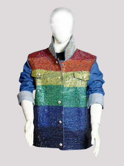 Rainbow Bedazzled Jean Jacket - Color Jackets
