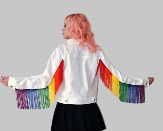 rainbow fringe leather jacket