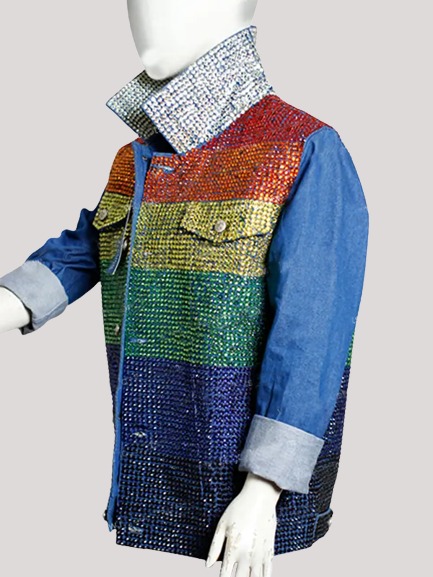 Rainbow Bedazzled Jean Jacket - Color Jackets