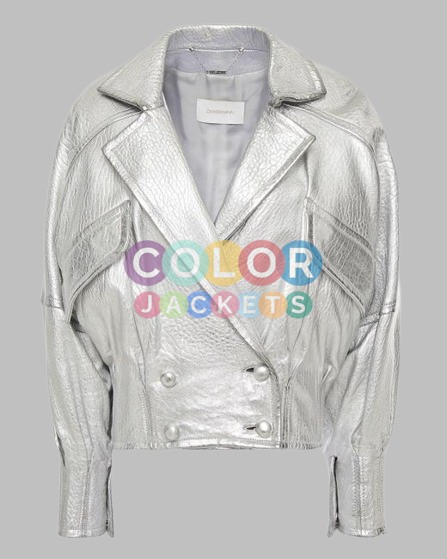 Silver Leather Jacket Womens