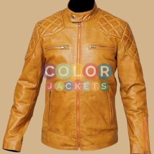 Tan Quilted Leather Jacket