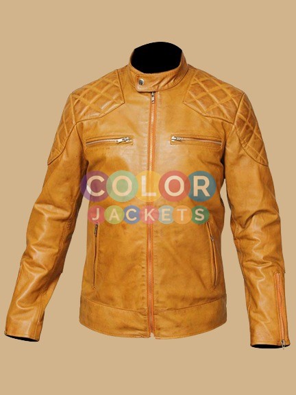 Tan Quilted Leather Jacket