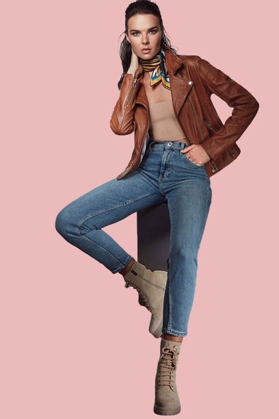 Womens Brown Motorcycle Josephine Leather Jacket - Image 3