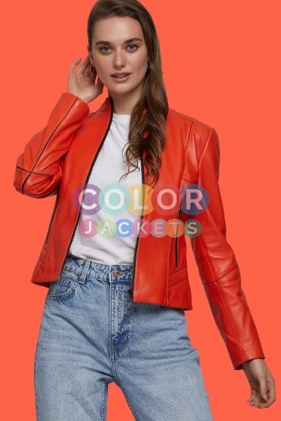 Women’s Jessica Stein Orange Leather Jacket Women’s Jessica Stein Orange Leather Jacket Women’s Jessica Stein Orange Leather Jacket
