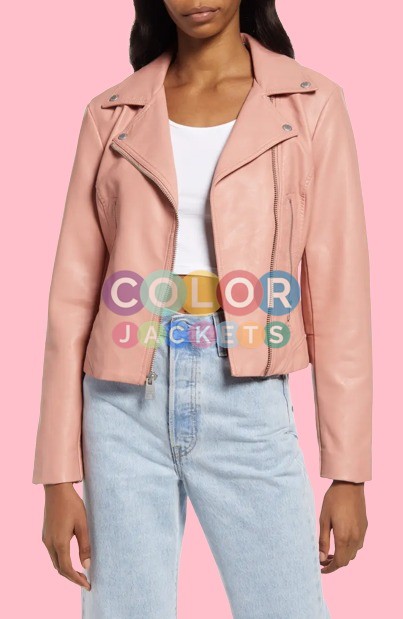 Womens Pink Leather Jacket - Color Jackets