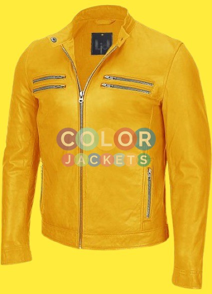 Yellow Leather Jacket Mens
