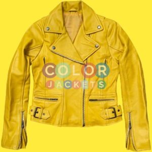 Womens Cropped Slim Fit Yellow Leather Jacket Womens Cropped Slim Fit Yellow Leather Jacket Womens Cropped Slim Fit Yellow Leather Jacket