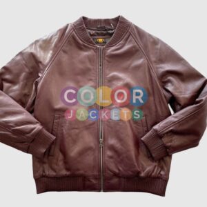 Brick Butter Brown Baseball Leather Jacket