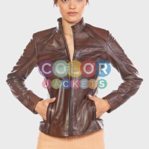 Cinzia Brown Genuine Leather Jacket