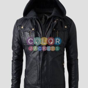 Leather Jacket With Hood