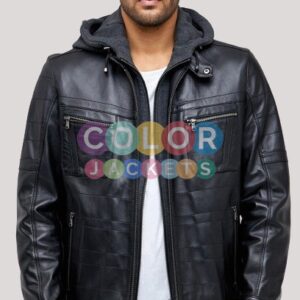 Mens Leather Jacket With Hood