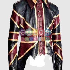 UK Flag Jack Tail Leather Coat