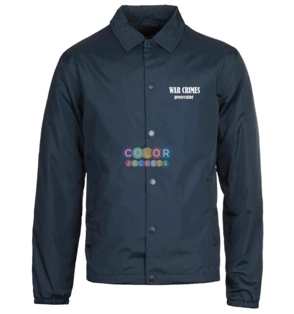 WAR CRIMES prosecutor Navy Blue Coach Jacket