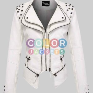 White Leather Jacket Womens