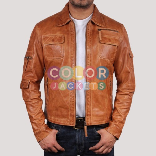 Cognac Leather Jacket - Color Jackets