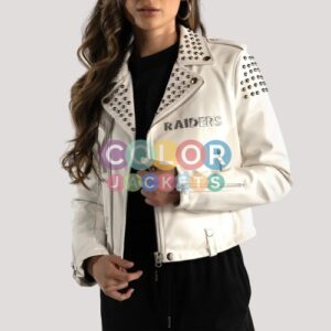 Las Vegas Raiders Studded Leather Jacket