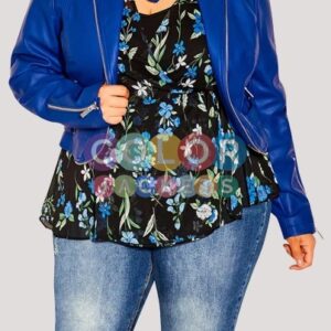 Plus Size Faux Leather Jacket