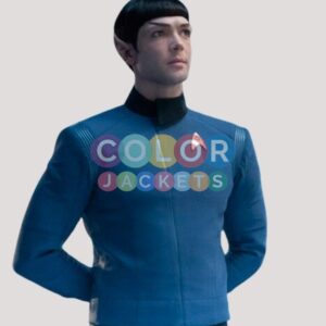 Star Trek Ethan Peck Blue Spock Leather Jacket