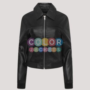 Womens Leather Bomber Jacket