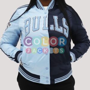 Blue Chicago Bulls NBA Two Tone Satin Jacket