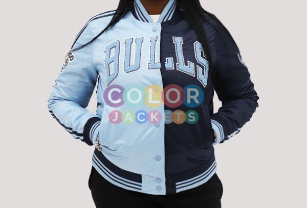 Blue Chicago Bulls NBA Two Tone Satin Jacket