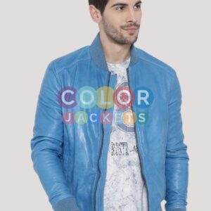 Blue Leather Jacket Mens