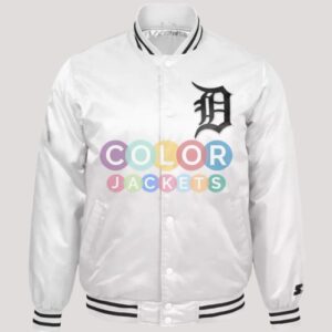 Detroit Tigers White Varsity Satin Jacket