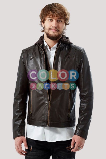 Leather Hooded Jacket