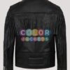 Men’s Diamond Fringed Biker Leather Jacket - Image 4